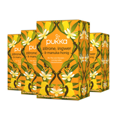 PUKKA Bio zitrone, ingwer & manuka-honig 4er Pack