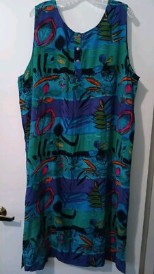 Take Two Sz 1X Sleeveless Sheath Sundress/Cover-up Bright Multicolors Nice