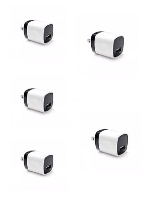 5x Pack white USB Wall Charger Travel Power Adapter US Plug For Samsung iPhone 