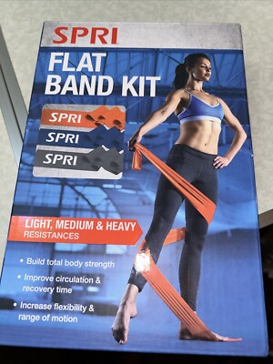 SPRI Flat Band Kit, 3 pack Light Medium Heavy - New