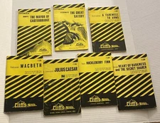 7 LOT Cliffs Notes Classics Lit. Study Guides Gatsby Hick Finn Macbeth Caesar