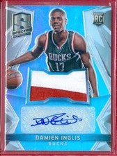 2014-15 SPECTRA (BKB) Damien Inglis SP AUTO/2CLR PATCH RC PRIZM REF CARD #121(A)