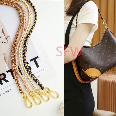Leather + Chain Shoulder Crossbody Strap Fit For Auth LV Monogram Boulogne