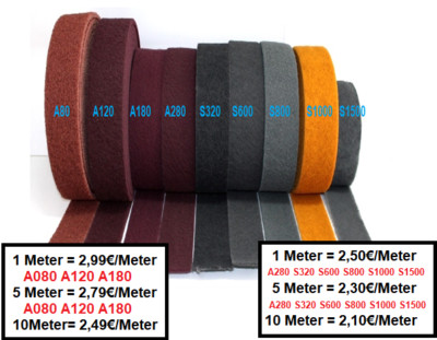 Schleifvliesrolle Korn A080-S1500 Schleif-Vliesrolle ab 100mm x 1m div.Körnungen
