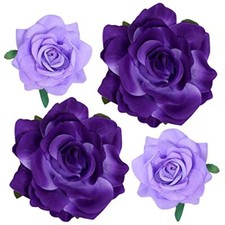 Topbuti Rose Hair Clip Flower Hairpin Rose Brooch Floral Clips, 4 Pcs Purple