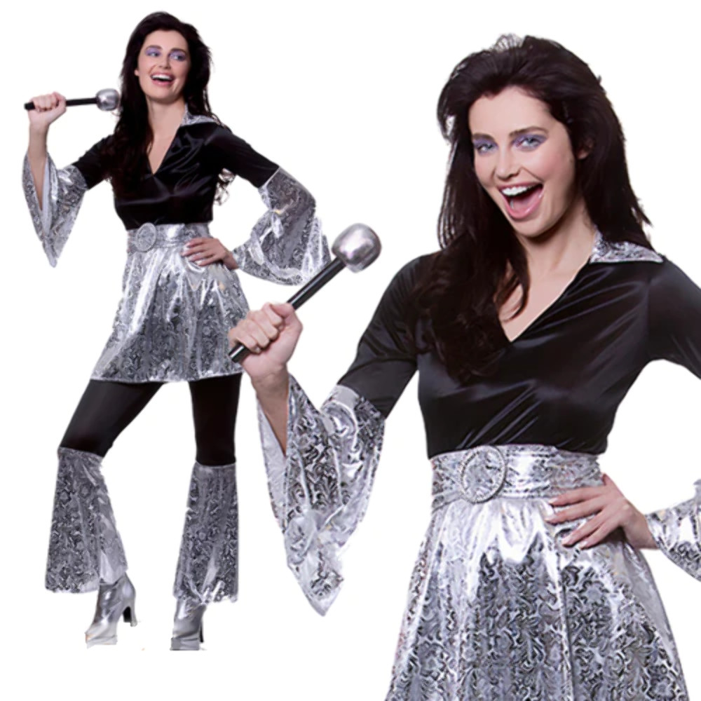 Disfraz Mamma Mia Damas Años 70 Vestido Elegante Adultos Reina Años 70 Eurovisión Conjunto