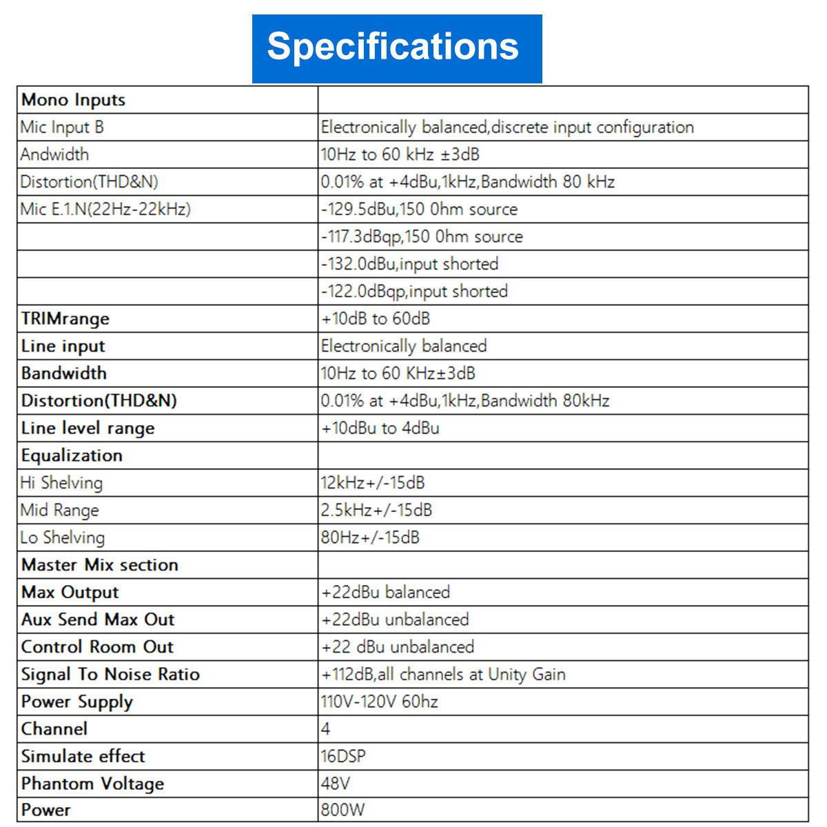 Pro 4 Channel Mixer w/Power Amplifier 800w w/Bluetooth Sound Package Powertable