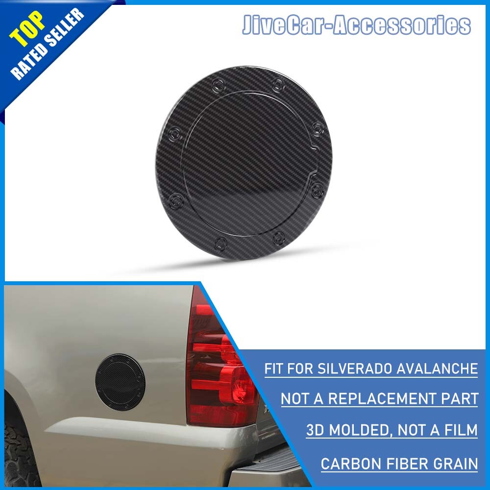 Carbon Gas Cap Door Fuel Tank Cover Trim For Chevy Silverado Sierra Tahoe 99-06