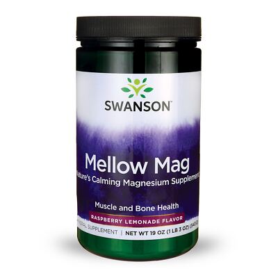 Swanson Mellow Mag Calming Anti-Stress Drink Mix Powder, Raspberry Lemonade, 19