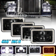 For Western Star 4900 Semi Truck 4PCS 4x6" LED Headlights H4656/4651 Hi-Lo Beam