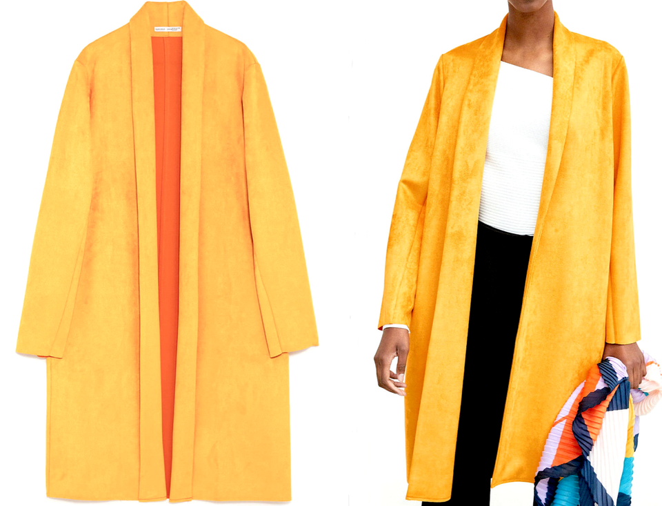 ZARA LONG COAT FAUX SUEDE LEATHER JACKET WRAP COAT size M MEDIUM NEW eBay