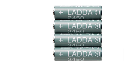 LADDA Batterien , Akku, aufladbar, HR06 AA 1,2 V, 4x AA 2450 mAh
