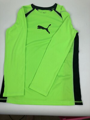 PUMA 長袖　Oサイズ蛍光グリーン PUMA Kids Long Sleeve Sports Shirt Size L (14-18)Neon Green, Pre