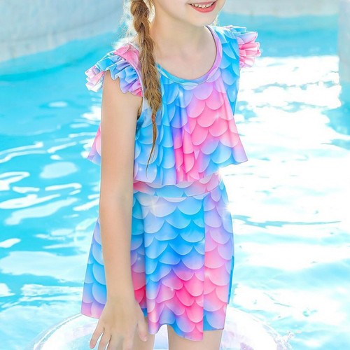 Kids Girls Beachwear Seaside Dress Active Swimsuit Bathing Suit Outfits Shiny - Picture 70 of 82
