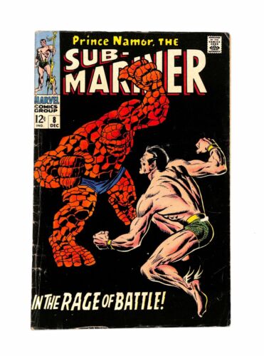Sub-Mariner #8 1968 Marvel Comic Book Key Issue Namor vs The Thing VG-