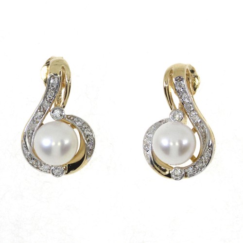 14k Yellow Gold Freshwater Cultured Pearl Fashion Earrings - Picture 1 of 2