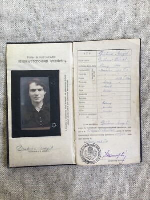 vintage Hungarian Photo ID booklet for a Postal employee / Telehraph operator