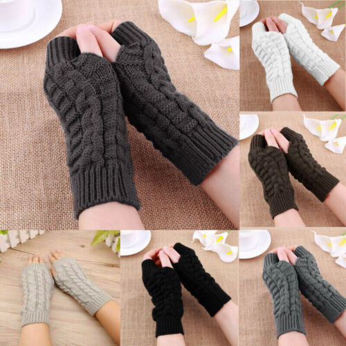 Winter Fingerless Arm Warmer Gloves Hand Soft Mittens Protected Knitted Gloves Ḵ - Picture 1 of 22
