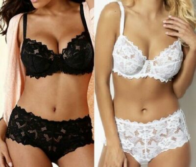Sans Complexe Arum Balcony Bra with Luxury Stretch Lace RRP £40 Black White 