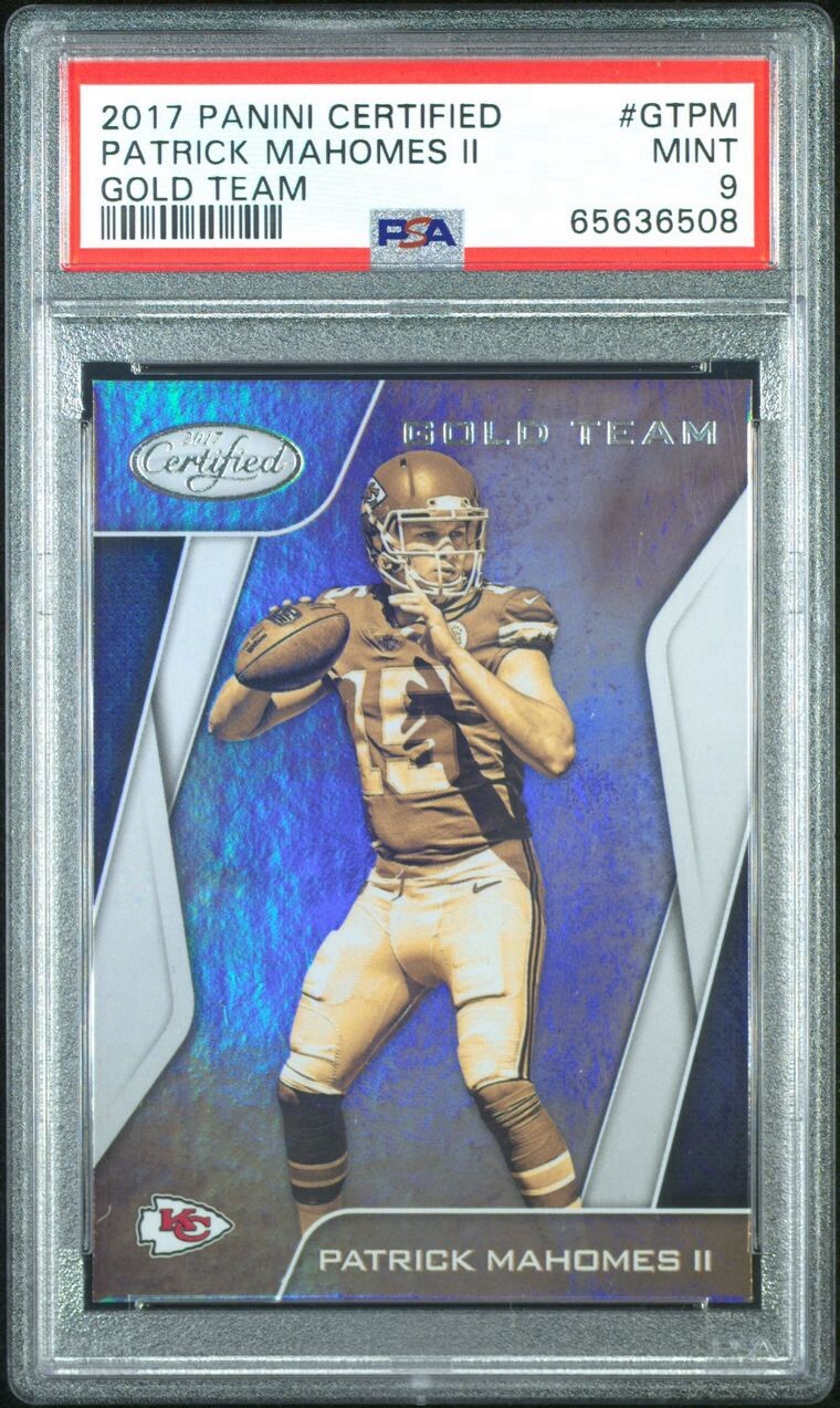 2017 Panini Certified Patrick Mahomes II Rookie RC GOLD TEAM #GTPM PSA 9 MINT