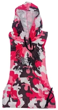 Body Spartan Stringer Sleeveless Ripped Hoodie Tank Pink Camo Women's Size M