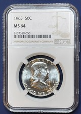 1963 50C Franklin Half Dollar NGC Graded MS64