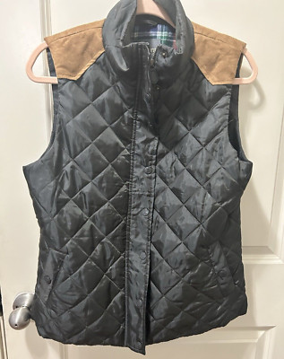 Natural Reflections Vest Womens M Blue Full Zip Quilted Faux Suede EUC