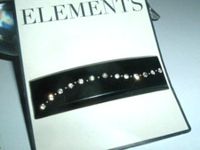 ART DECO BLACK LUCITE WHITE RHINESTONE GOLD PEG HAIR BARRETTE NWT