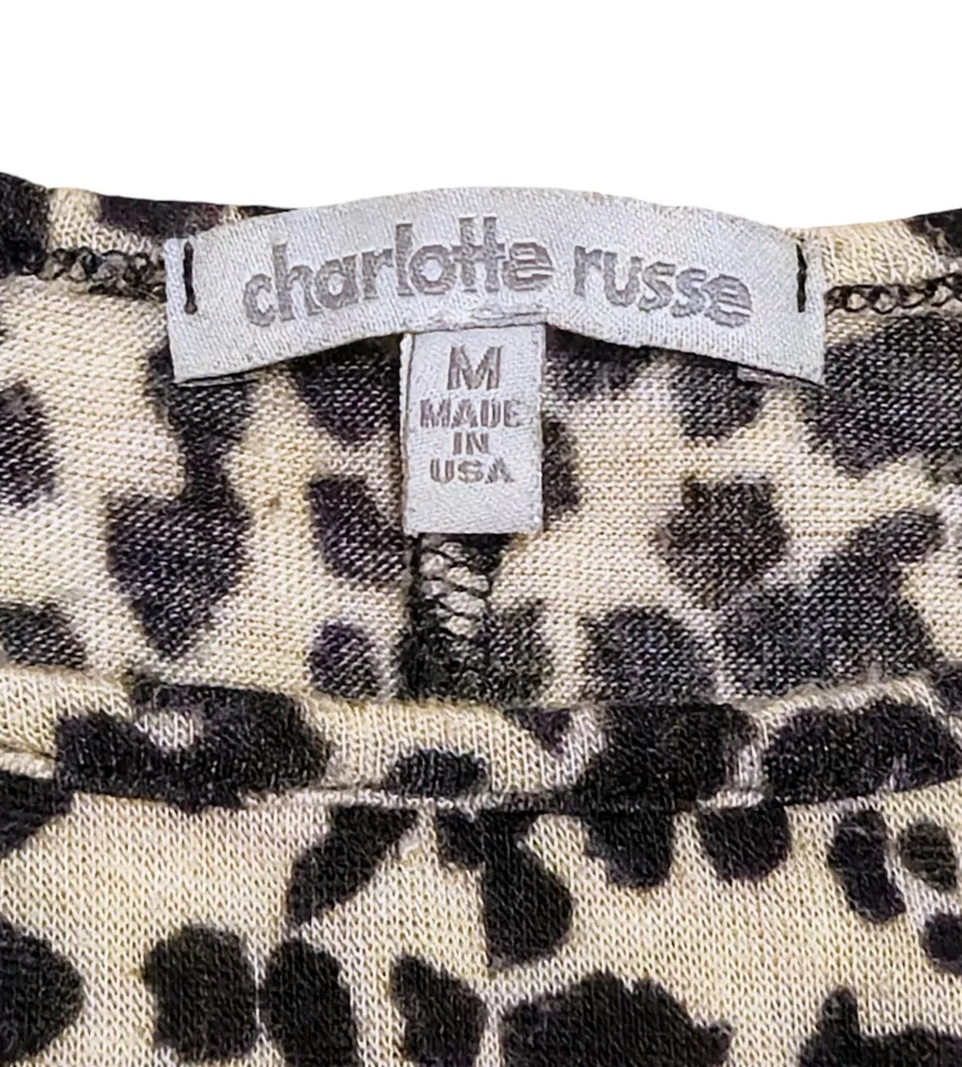 Y2k Charlotte Russe Womens Medium Blouse Leopard/Animal Print Bat Wing Top - Image 3 of 4