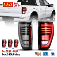 For 2009-2014 Ford F150 Pickup LED Sequential Clear Tail Lights Brake Lamps Pair