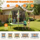 6FT/8FT/10FT/12FT/14FT Kids Trampoline with Safety Net Ladder and Storage