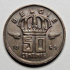 1969 Belgium 50 Centimes - Dutch Text - Belgian Coin - Bronze - World Coin 