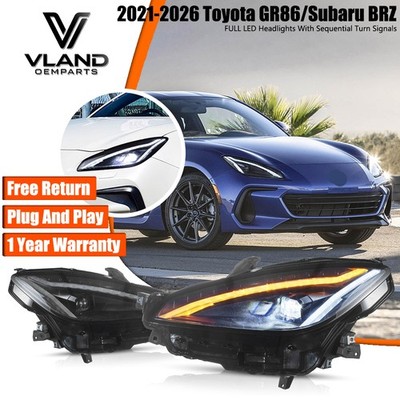 Pair LED Projector Headlights For 2022 23 24 Toyota GR86/Subaru BRZ w/Sequential