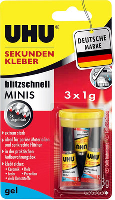UHU Sekundenkleber Blitzschnell MINIS Gel 3X1G Mit Box