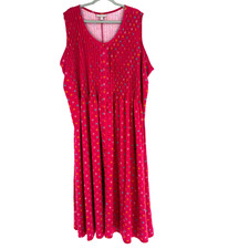 Woman Within Plus Size Floral Maxi Dress Sleeveless Pintuck Pink 2X 26/28 Spring