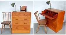 Mid Century G Plan Chest Of Drawers With Hidden Desk