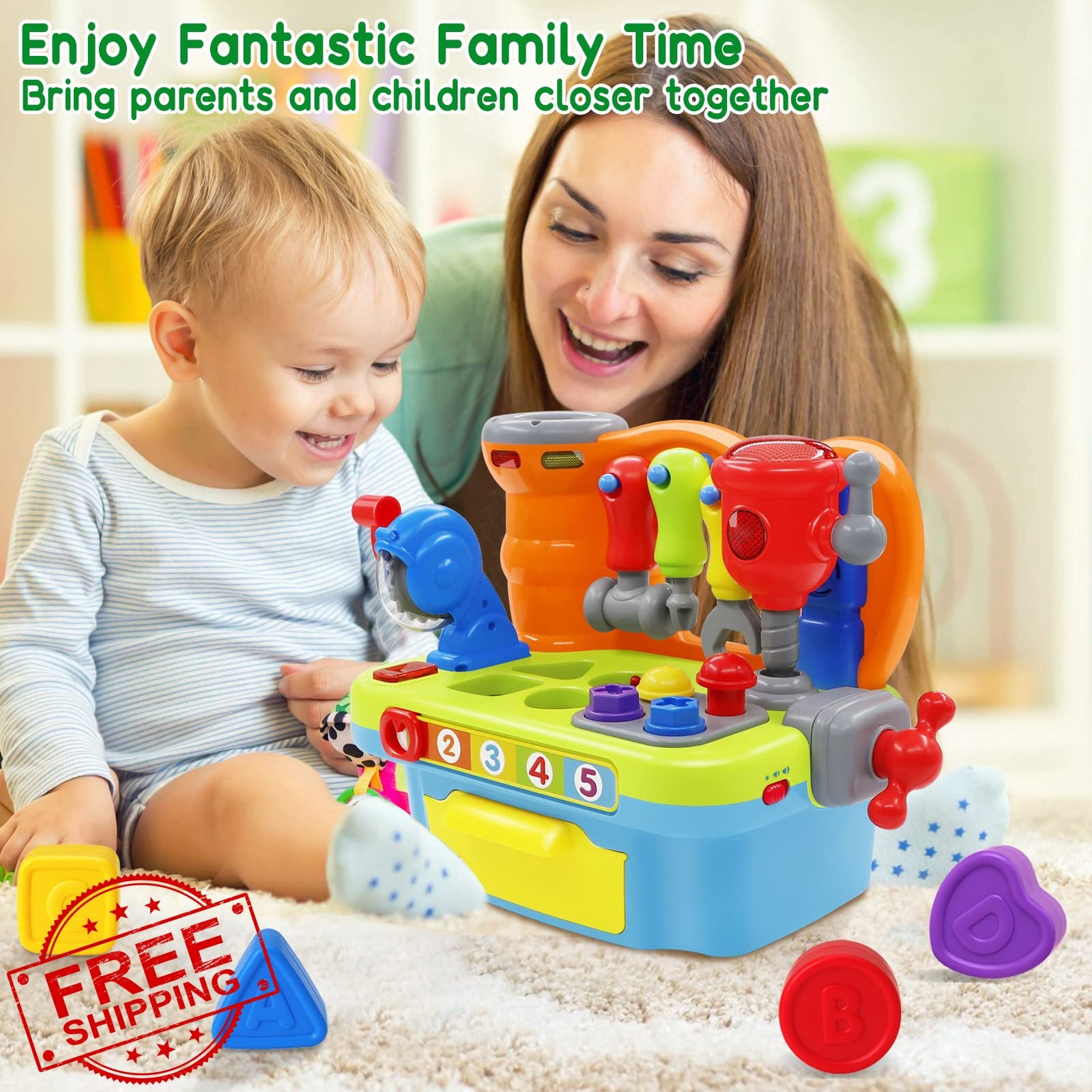 1 Yr Old Boy Girl Musical Workbench Toddler Learning Toy Sou