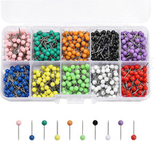 Push Pins Map Tacks 1000-Pack Assorted Color round Head Push Pins with Stainless