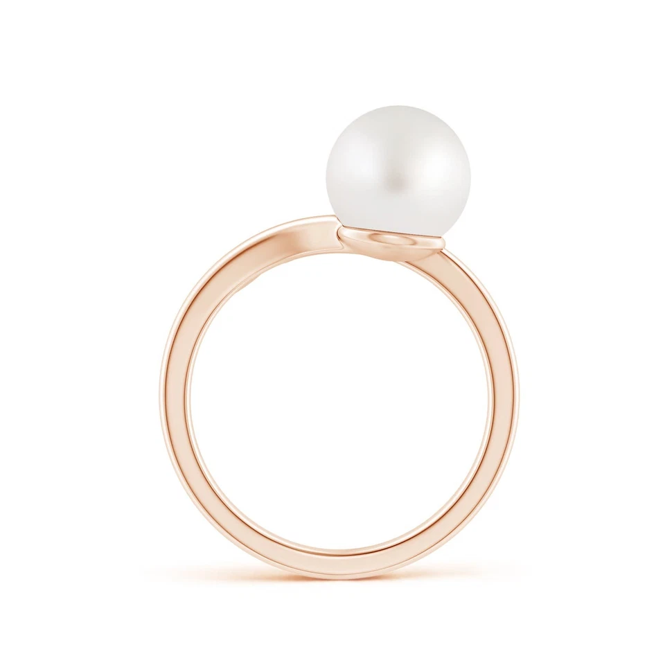 ANGARA 8 mm South Sea Pearl Olive Leaf Wrap Ring for Women in 14K Rose Gold - Image 2 of 4