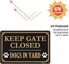 Keep Gate Closed Signs Dogs in Yard Signs 2 Pack 12 x 8 Inches Security Warni...