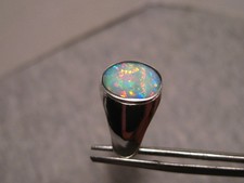 Multi Colored Opal Ring - Solid Gem Australian Opal .925 Silver SIZE 9 US