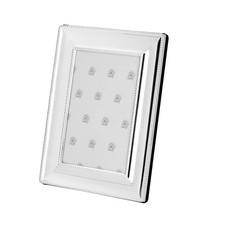 Fotorahmen Fotogröße 10 x 15 cm versilbert Perlrand Bilderrahmen mit Samtrücken