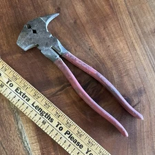 Vintage 10" Unbranded Fencing Pliers Red Rubber Grip