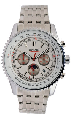 HERRENUHR - SKM - CHRONOGRAPH -  STOPPUHR - 44MM - DATUM - EDELSTAHL - NEU