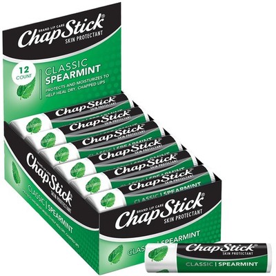 ChapStick Bulk Lip Balm Classic Spearmint 12-Pack Moisturizer 0.15 Oz Each