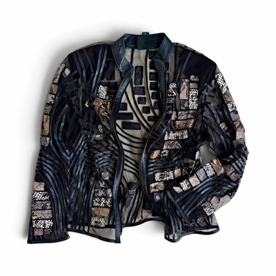 90s Archive Sheer / Mesh Snakeskin Leather Biker Jacket Avant Gard (M/L)