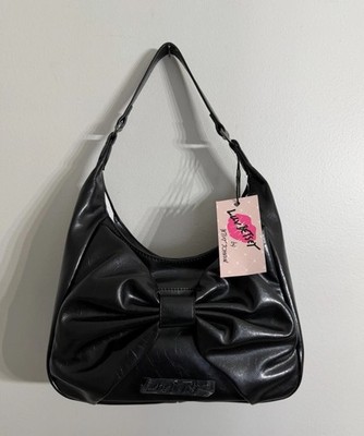 Luv Betsey by Betsey Johnson Black Faux Leather Bow Hobo Shoulder Bag