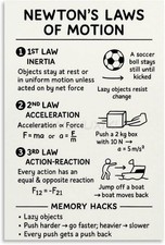 Newton's Laws of Motion Poster Physics Classroom Wall Art