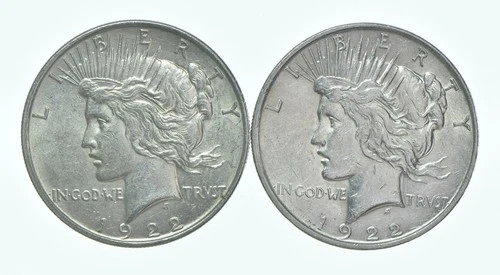 1922 & 1922-D Peace Silver Dollar $1 Bullion Collection Lot *140
