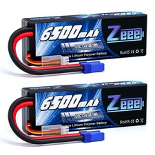 Zeee 2S Lipo Battery 6500mAh 7.4V 120C Hard Case RC Car Battery with EC5 Conn...